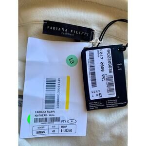 Fabiana Filippi Sweater in Cream Size 42 Striped Knit Cashmere Warmer Classic